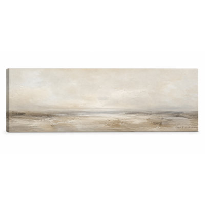 «Dune argentée», horizon neutre, paysage abstrait, impression sur toile tendue