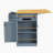 53Inch Large Kitchen Island With 2 Bar Stools, Power Outlet,Door Internal Storage Rack,Kitchen Storage Cart On 5 Wheels With Drop Leaf,5 Open Side Racks,3 Drawers For Kitchen,Dining Room,Grey Blue-1699092023