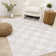 Amabilia Soft Cream White Checkered Area Rug