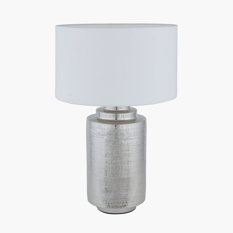 Metal Table Lamp, White, 29.13" H x 17.72" W x 17.72" D, Silver
