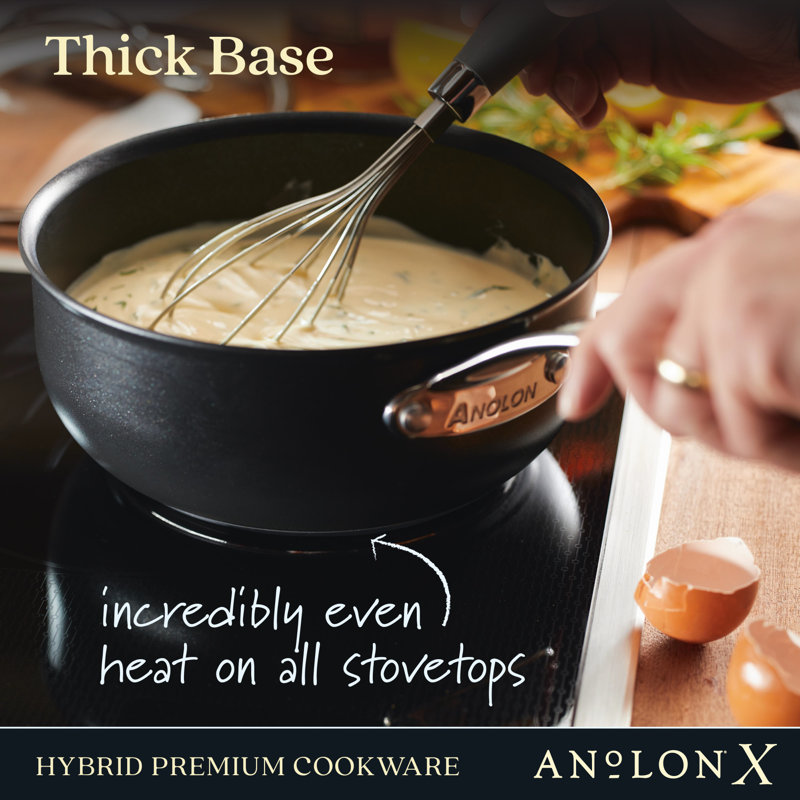 Anolon X Hybrid Nonstick Cookware Induction Pots And Pans Set, 6 Piece, Dark Gray