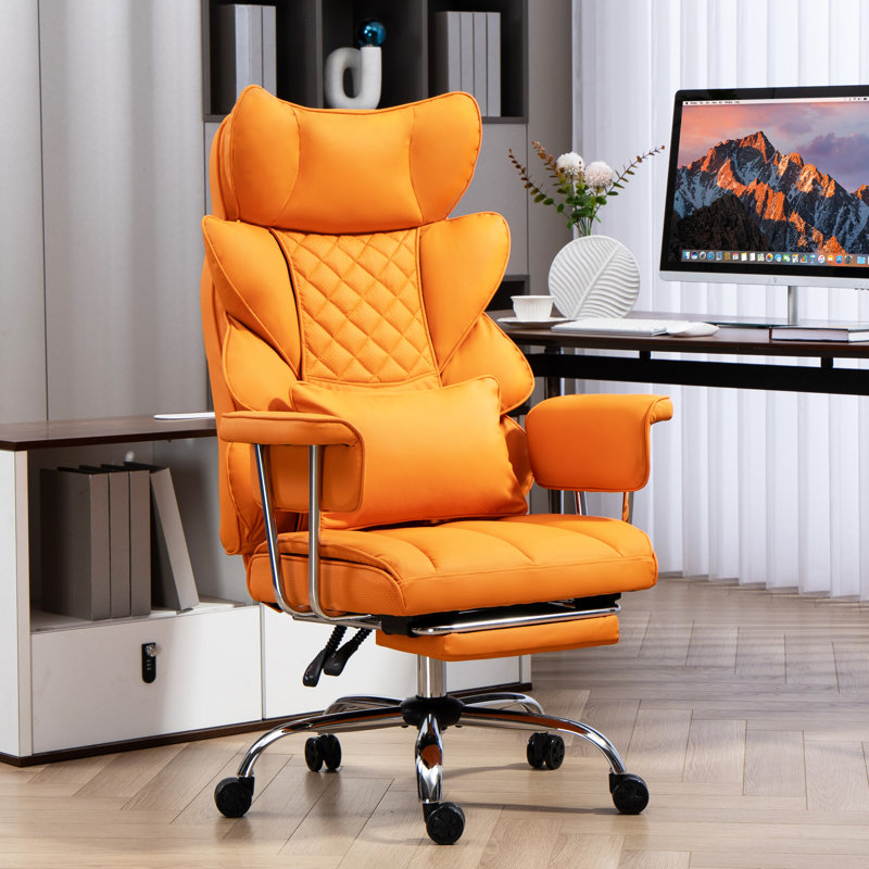 Premium Ergonomic Gaming & Office Chair - Pocket Spring Lumbar Support, Wide Seat, Fixed Soft Armrests, Footrest Included (PU Leather)