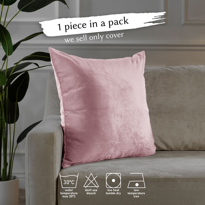 Housse de coussin en velours mat 1pc, Pink, Carré 26 po