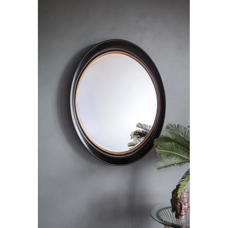 Hassan Metal Flat Wall Mirror, Black and Gold