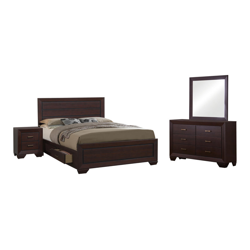 Ensemble de chambre à coucher 4 pièces en cacao foncé