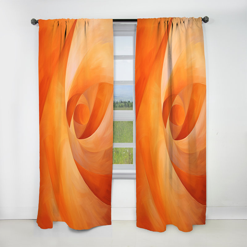 Tangerine Twist Spiral - Abstract Spirals Curtain - Blackout Abstract Curtain - 1 Panels, 52" W x 84" L