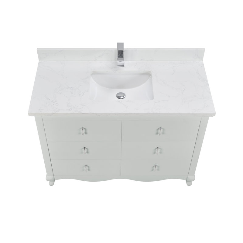 48" Solid Wood Sink Vanity  With 1' Artificial Stone Top, Silver