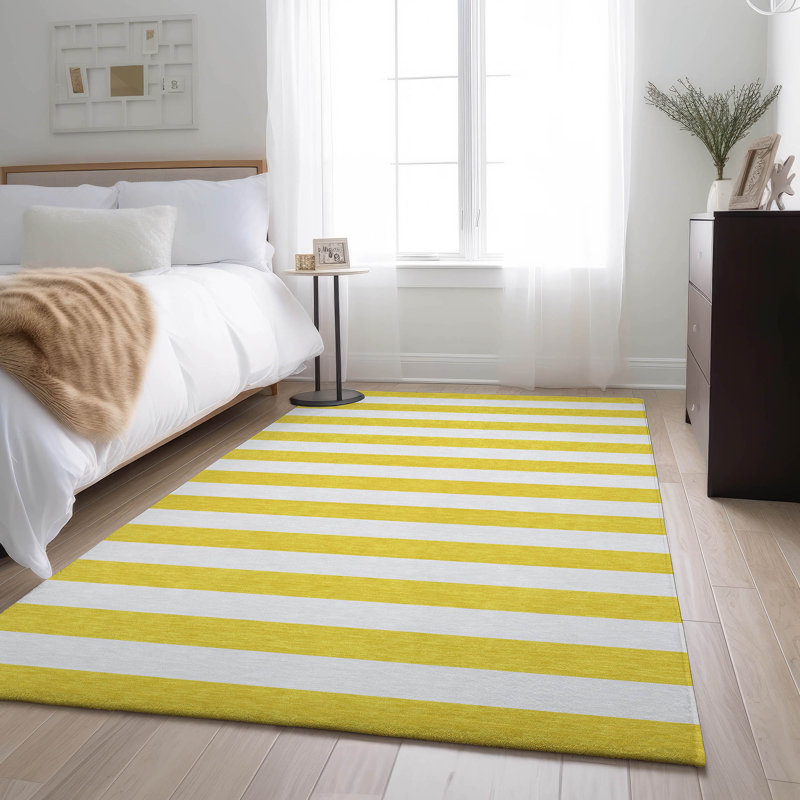 Tapis jaune Cerrito AMF528 lavable à la machine de qualité supérieure, Rectangle 10 pi x 14 pi
