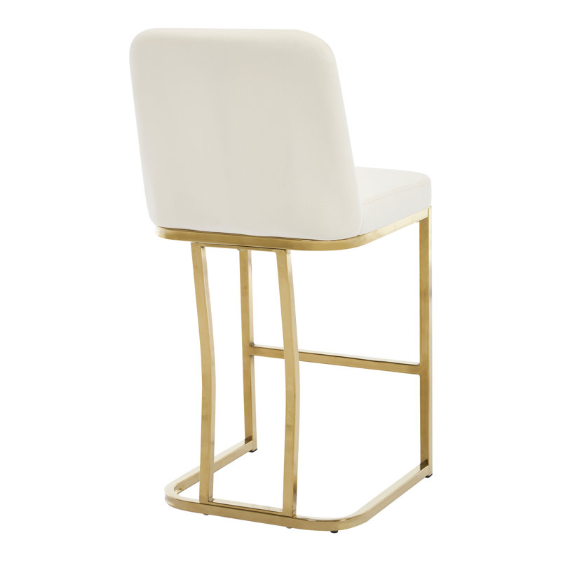 Upholstered 24'' Height Counter Stools With Metal Frame (Set of 6), Cream, 6 Pieces
