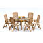 3 Seats 4 Pcs Grade-A Teak Wood Dining Set: 52" Round Table And 3 Ashely Folding Reclining Arm Chairs #11AS1103-144556435-161614468