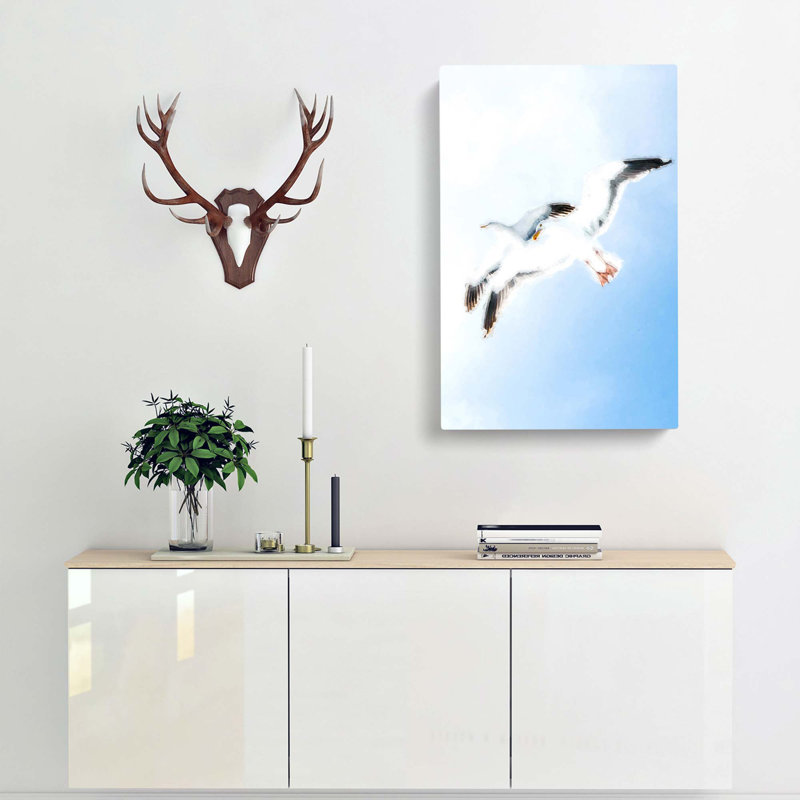 Seagulls In Flight In Abstract - Wrapped Canvas Print, 91cm H x 60cm W x 3cm D