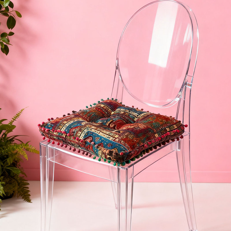 Square Tatami Seat Cushion, Blue Abstract 2