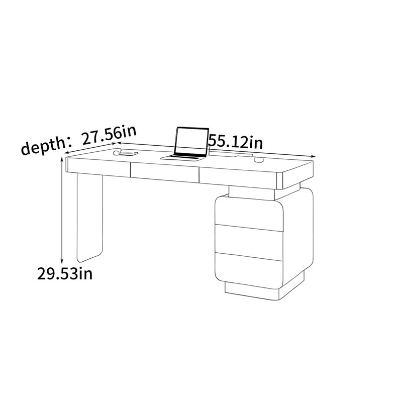 Bureau italien minimaliste, H 29,53 po x l 55,12 po x P 27,56 po