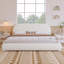 Lit tapissier en tissu de style crème-129228681