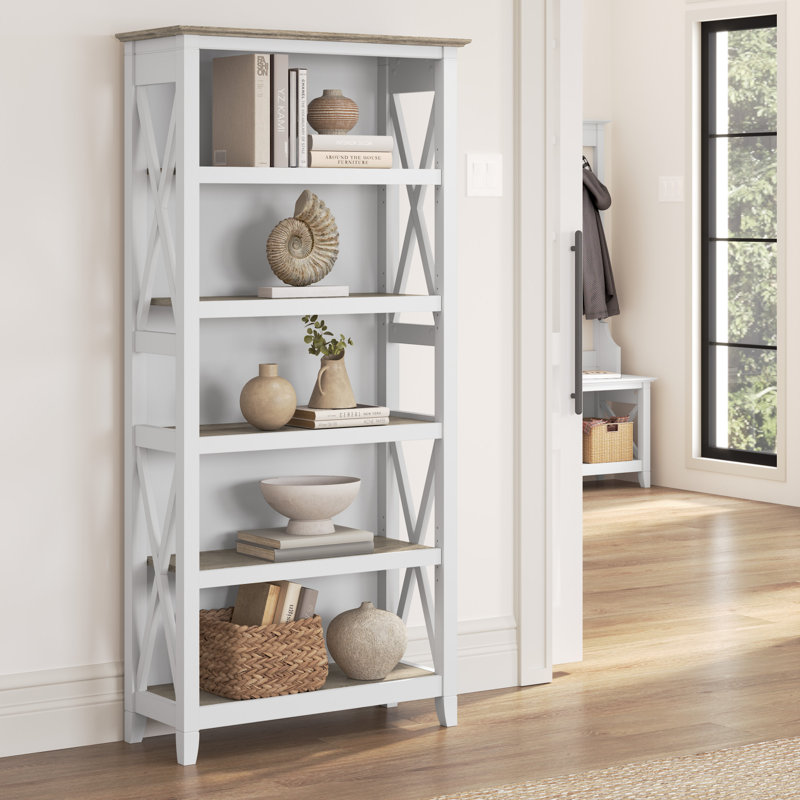 Huckins Bookcase, Shiplap Gray/Pure White