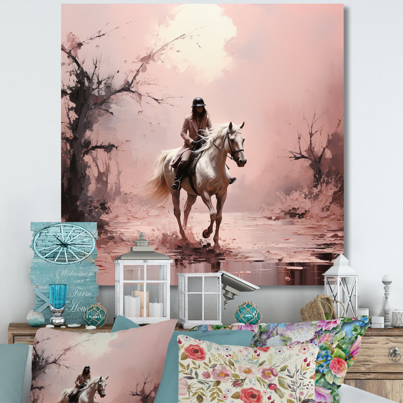 Romantisme au cheval galopant sur toile, H 16 po x l 16 po x P 1 po, Toile tendue