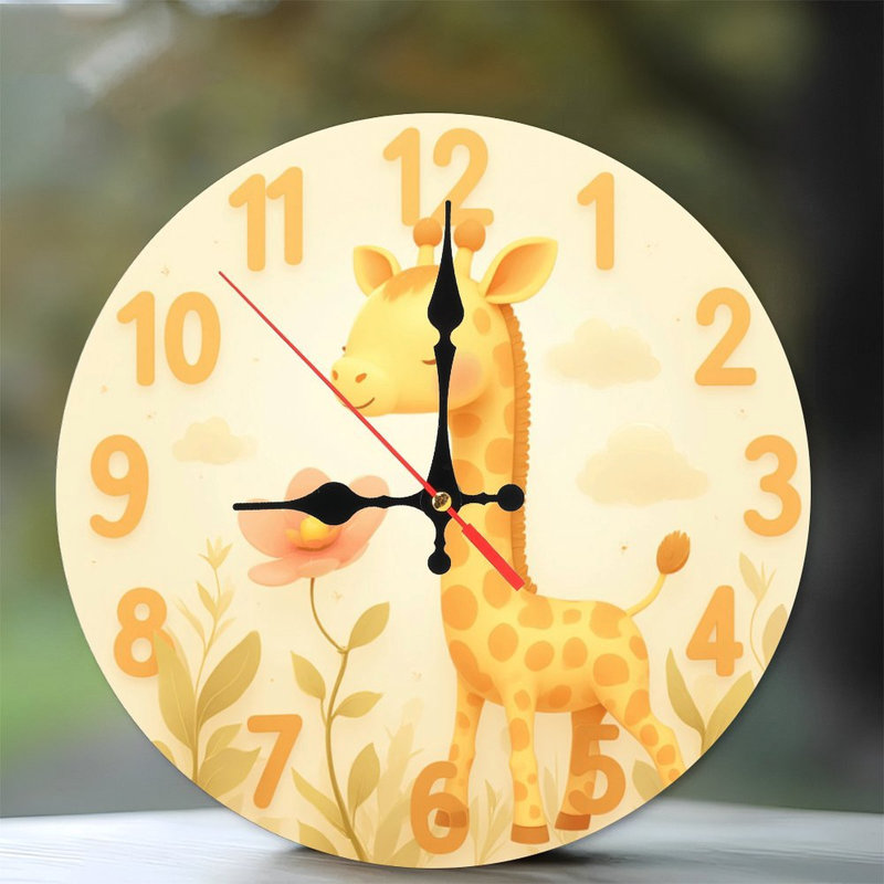 Jolie horloge girafe, décoration de chambre d'enfant