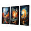 Impressionniste Cosmic Rocket Ship Voyage - Rocketship, ensemble de 3 reproductions d'art sur toile-1125251587-1125251590