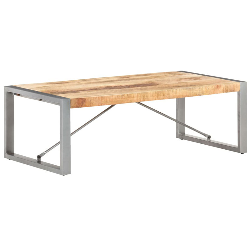Nicole Coffee Table 120x60x40 cm Solid Wood, Oak Top/Grey Base