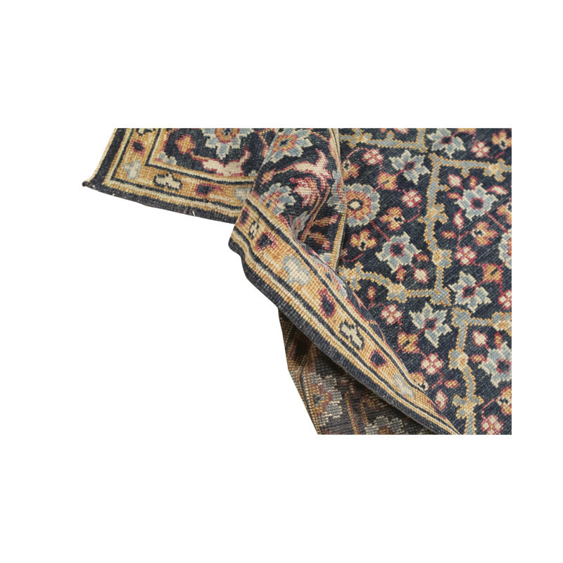 Soho Wool Oriental Area Rug in Blue/Camel/Light Blue