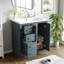 Meuble-lavabo de salle de bain avec lavabo en céramique, meuble de rangement de salle de bain à cadre en bois avec tiroirs et portes à fermeture douce, meuble-lavabo pour organisation-2009017181