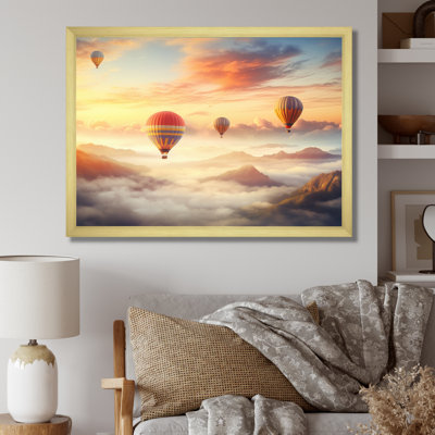 Peach Hot Air Ballon Atmospheric II - Transportation Wall Decor