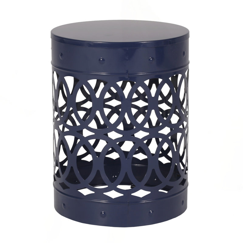 Large Outdoor Metal end Table, Navy Blue