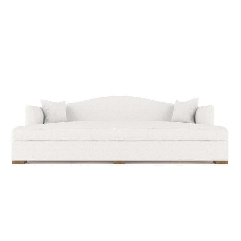 Horatio Camelback Taper Curved-Arm Daybed, Vintage Leather Alabaster, Weathered