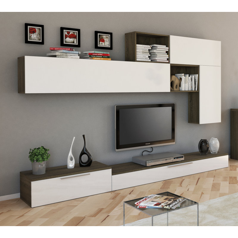 Pensiero Entertainment Centre for TVs up to 60", Light Brown/White