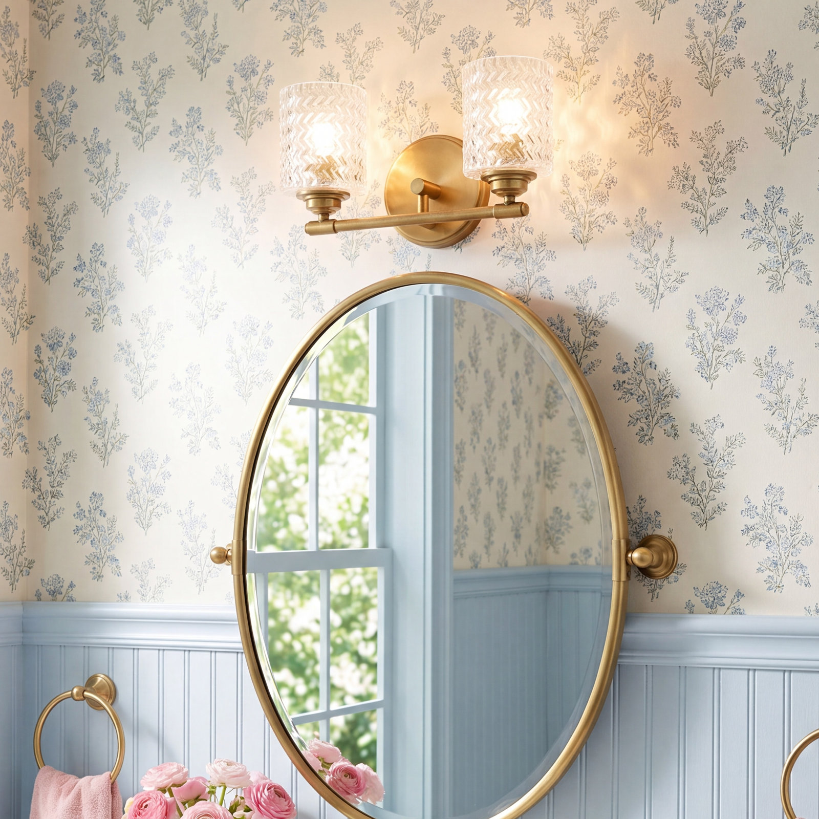 Shannon 2 Light Dimmable Vanity Light, Heritage Brass