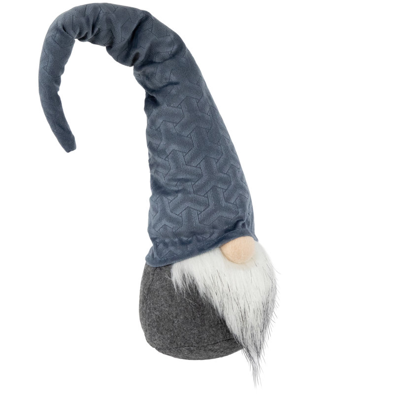 Gnome de Noël debout avec un chapeau à motif - 18 po - Bleu