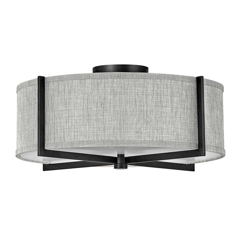 Plafonnier semi-encastré 3 lumières 19,5 po Axis, Noir, Gris chiné