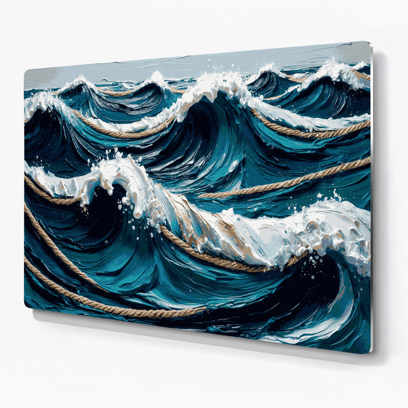 Art mural nautique abstrait bleu nautique, H 11 po x l 14 po