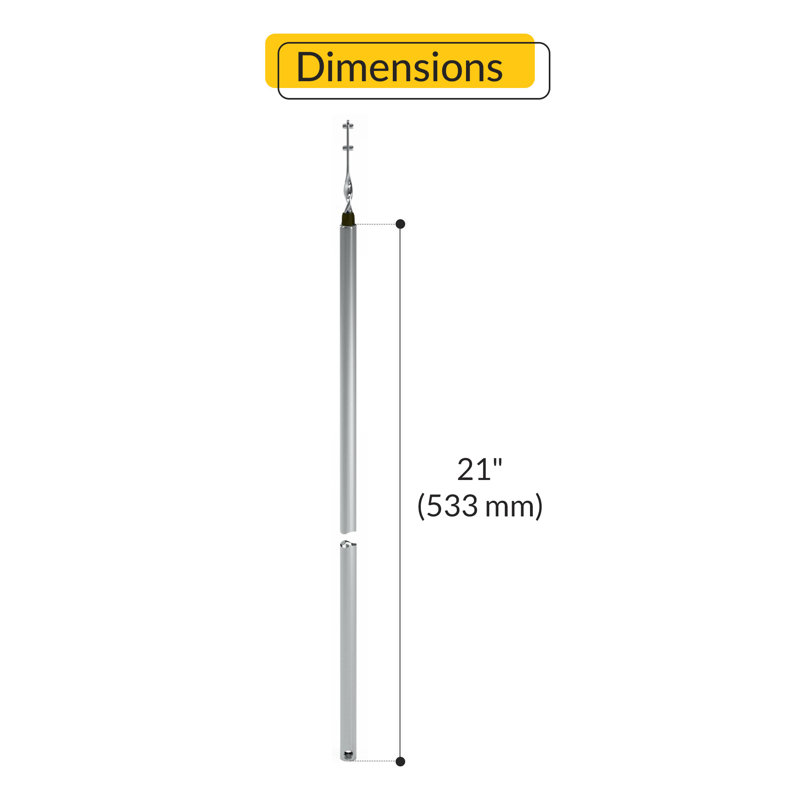  Tilt Tube Window, Argent/rouge, 0.62"