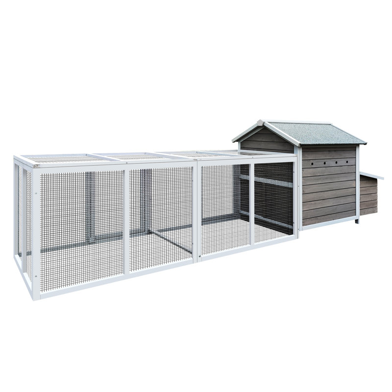 Cage à volaille 118 "avec entrée Range et collection de déchets en bois