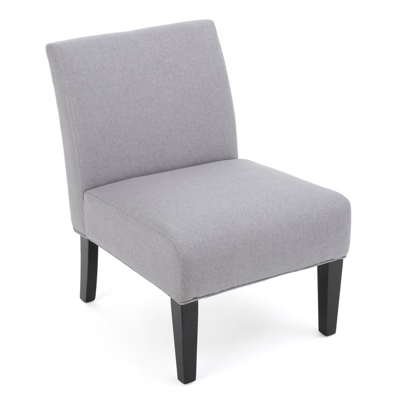 Yokota Upholstered Slipper Chair, Light Gray Polyester