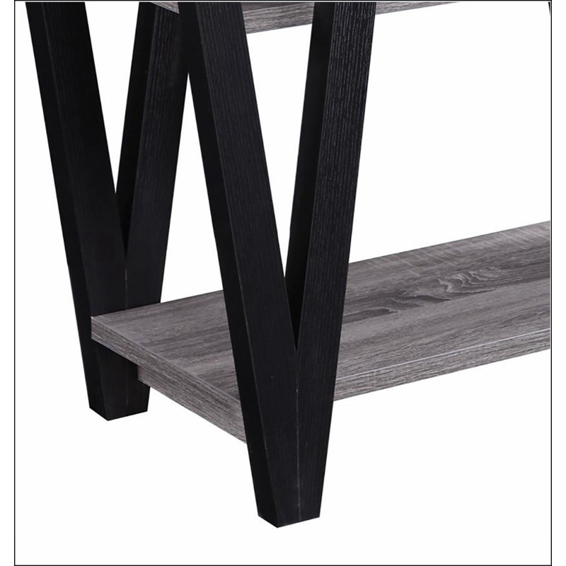 Antique Grey and Black Rectangle Sofa Table