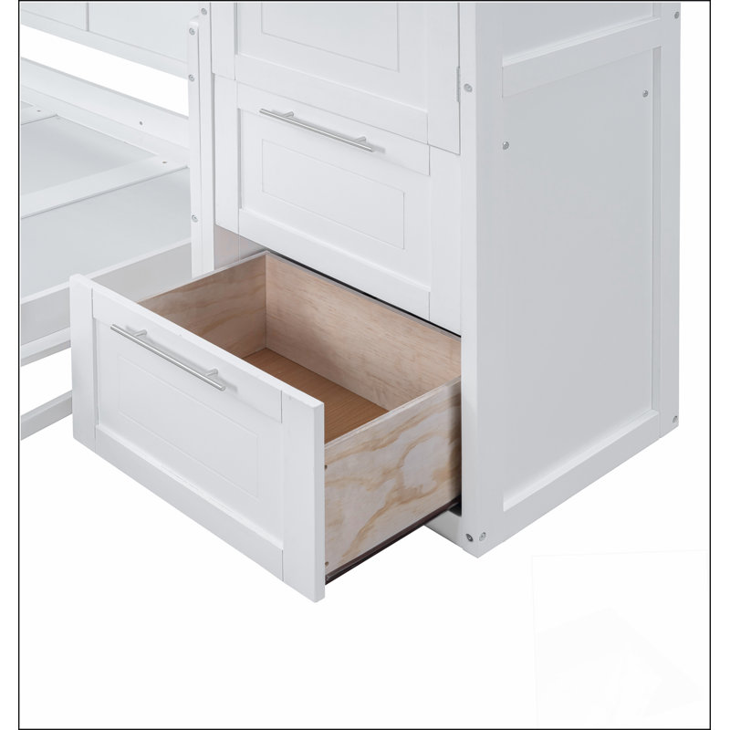 Lit escamotable Murphy avec placard et tiroirs, Blanc
