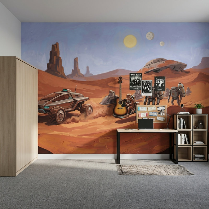 Papier peint paysage désertique Sci Fi Desert Dunes, 160 po x 108 po, Peler et coller