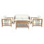 Ensemble de 2 chaises longues Modern Patio, corde en bois d'acacia, coussins beiges