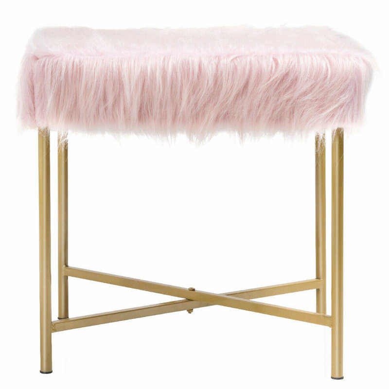 Iron Accent Stool, Pink