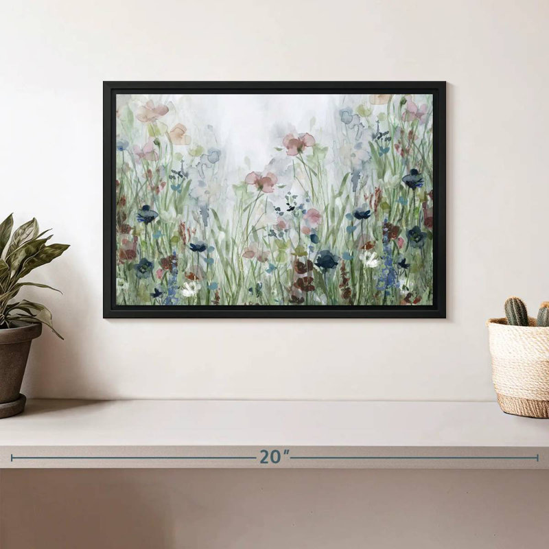 Champs de fleurs sauvages, Cadre flottant noir, 13 po x 9 po