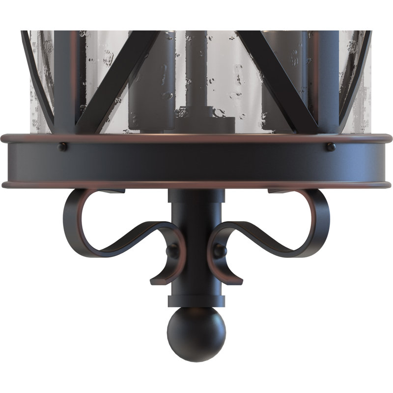 Addelina 3-Light Indoor or Outdoor Black Copper Aluminum Lamp Lantern Cottage Candle-Style Hanging Lantern Pendant with Clear Seedy Glass