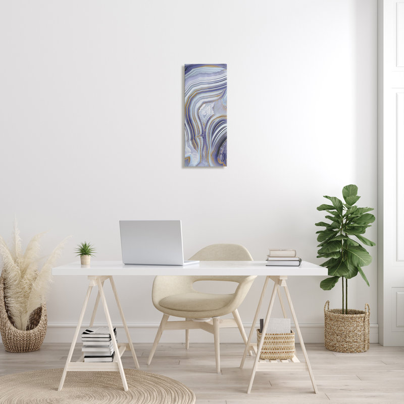 «Agate Crystal Pattern Gold Mauve Abstract» par Danielle Carson - impression d'art graphique, H 24 po x l 10 po