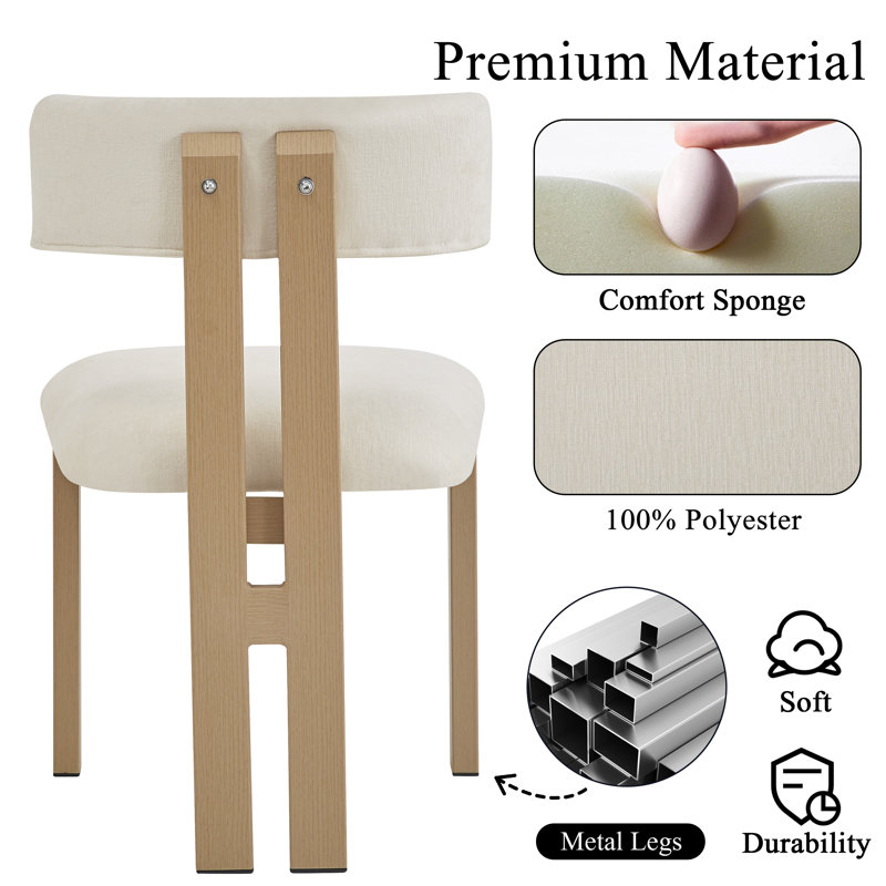 Ensemble de salle à manger à piédestal rond avec chaise rembourrée, Naturel