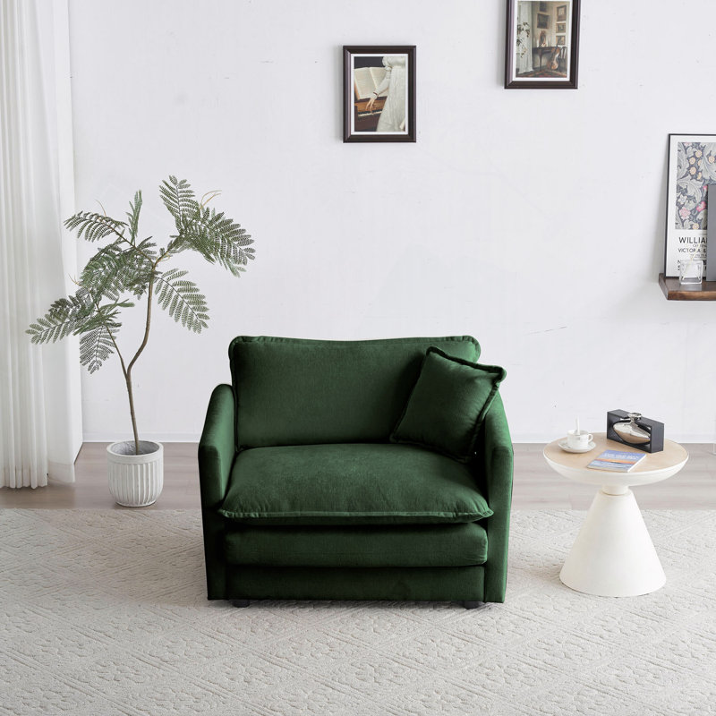 Fauteuil de lecture rembourré Comfy, Green Chenille, Green