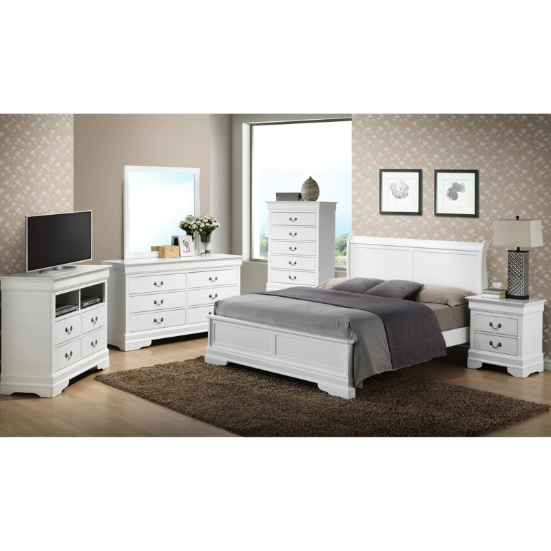 Miroir de chambre à coucher grand lit 87 pi blanc traditionnel de 67 po x l 44 po