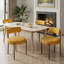 Dining Chairs Modern Teddy Fabric Upholstered Chairs with Curved Backrest and Black Metal Legs-712499587-710607603