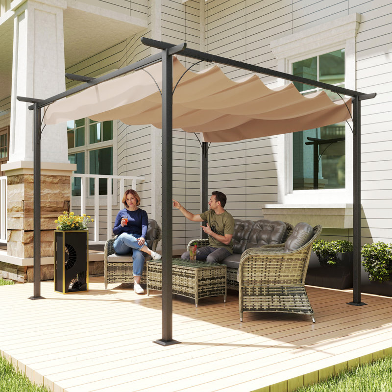 3m x 3m Metal Pergola, Beige