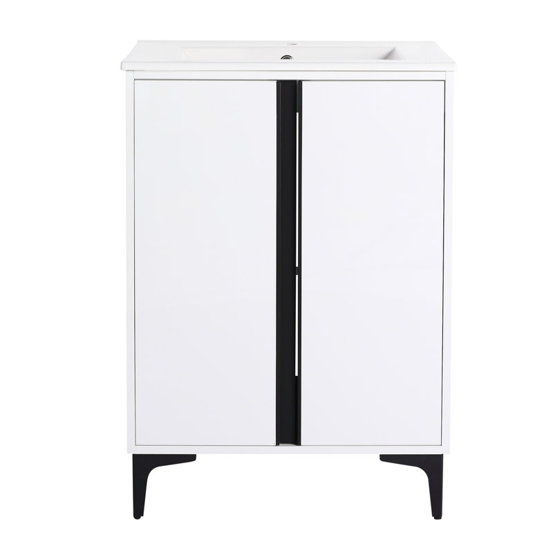 Meuble-lavabo autoportant 24 po avec lavabo en céramique 24 po